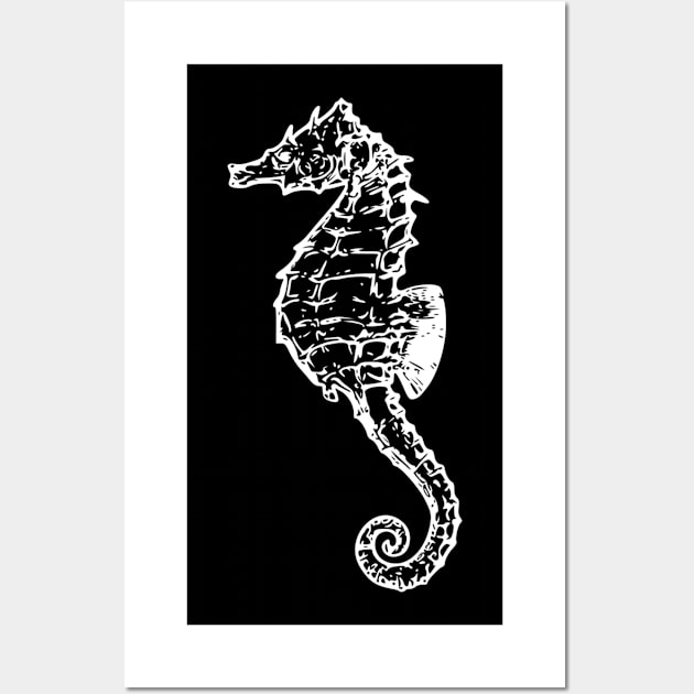 Seahorse White Wall Art by CharlieCreator